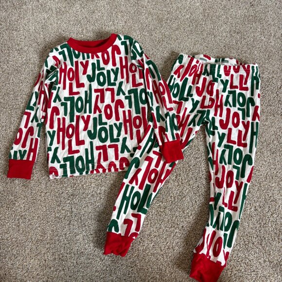 Carters Christmas PJs 3T Pajamas Holly Jolly White Red Green - Picture 2 of 6